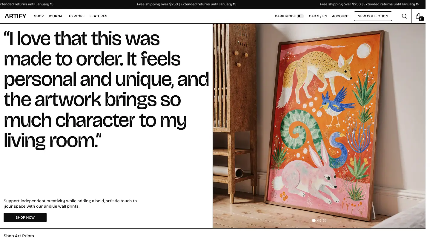 Artify - Shopify Art & Design Website Theme