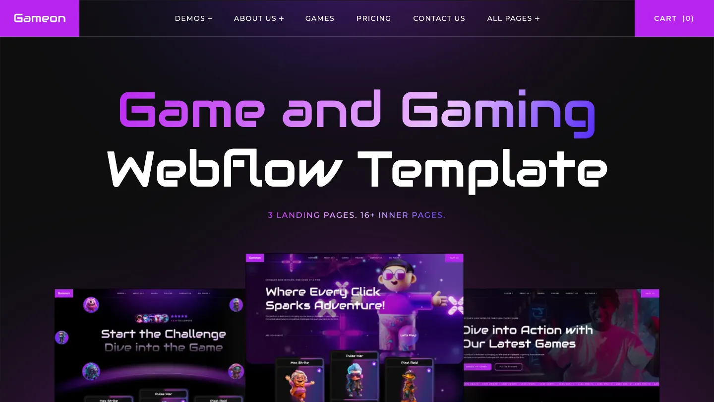 GameOn 128 - Webflow Gaming Website Template