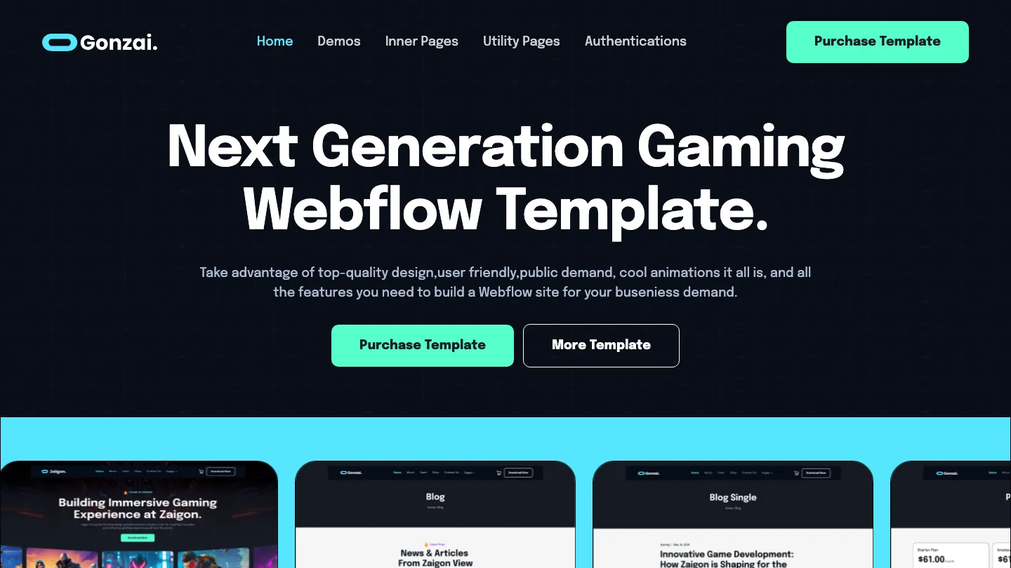 Gonzai - Webflow Gaming Website Template
