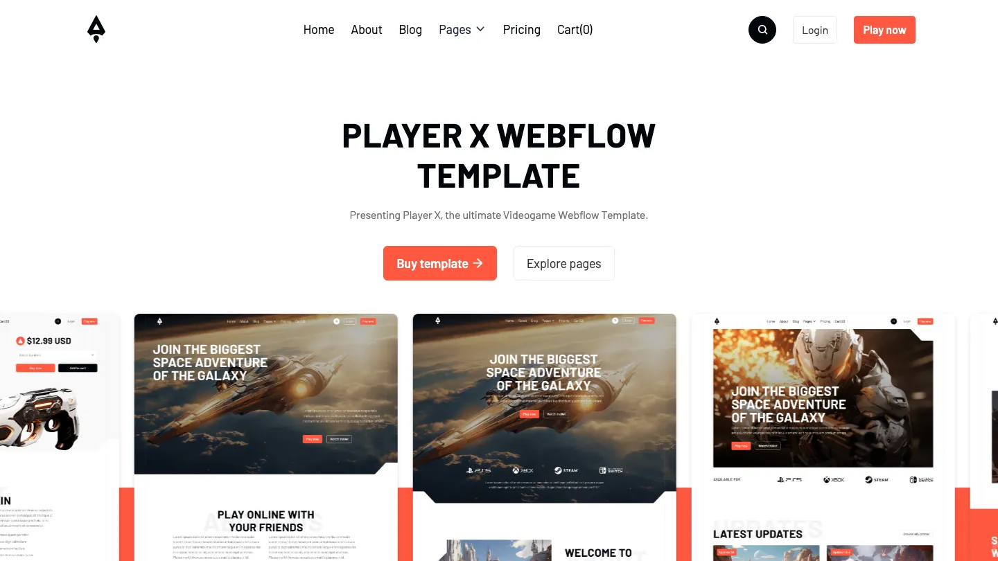 Player X - Webflow Gaming Website Template
